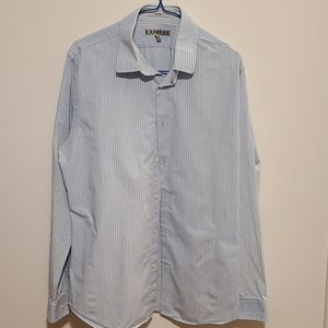 Express Blue striped collar shirt